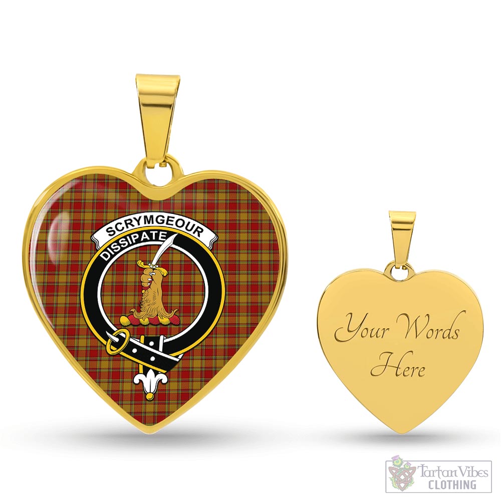 Scrymgeour Tartan Heart Necklace with Family Crest Luxury Necklace (Gold) Yes - Tartan Vibes Clothing