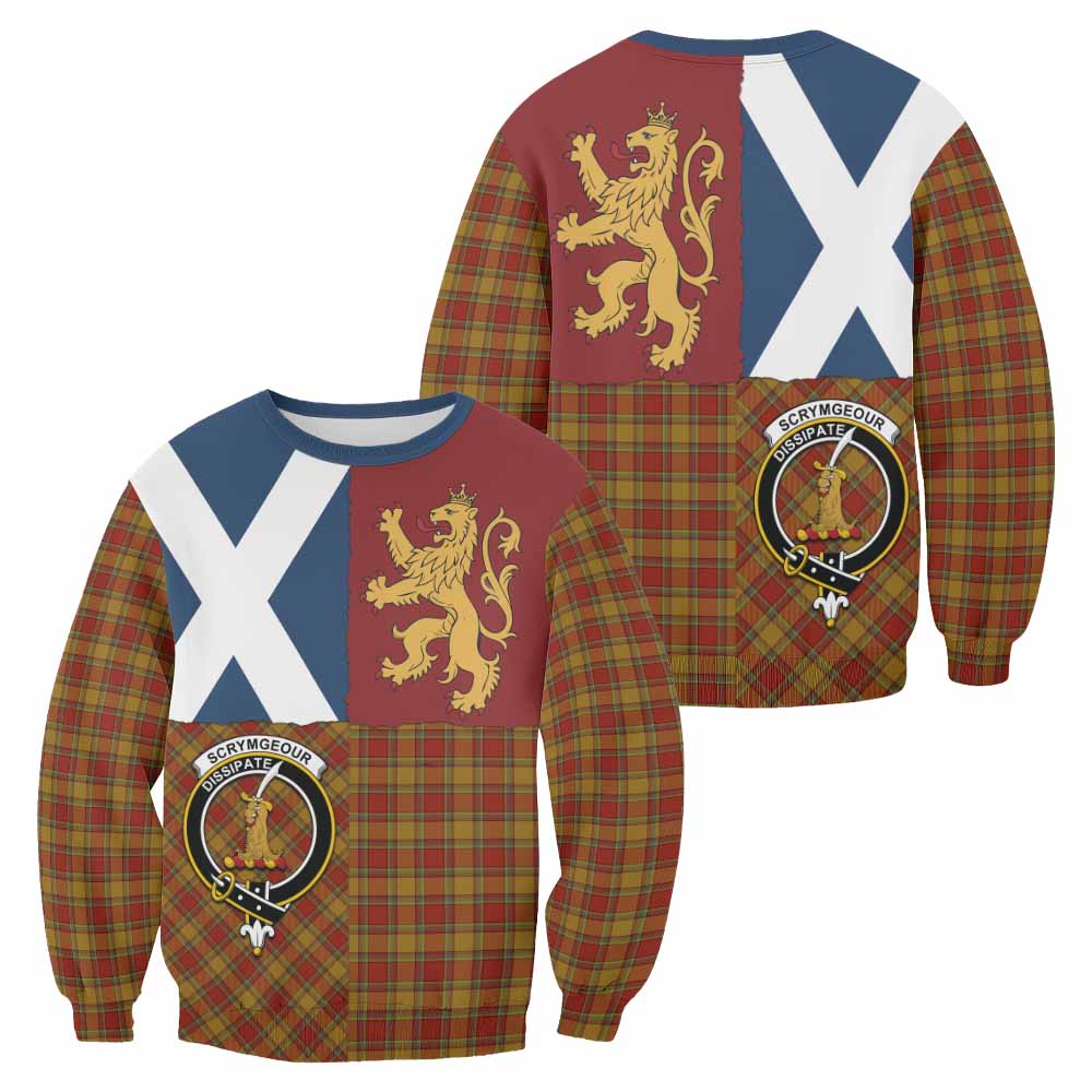 Scrymgeour Crest Tartan Sweatshirt with Lion Rampant Saltire Style