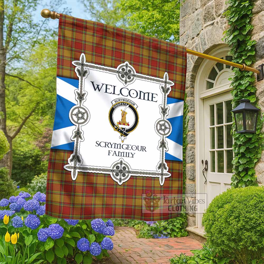 Scrymgeour Family Crest Tartan Welcome Garden Flag Saltire Harmony Style