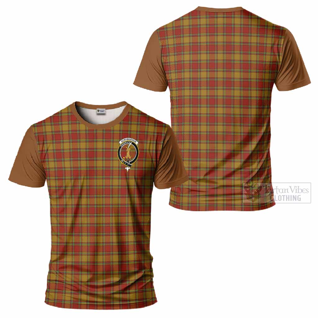 Scrymgeour Tartan Accent T-Shirt with Family Crest