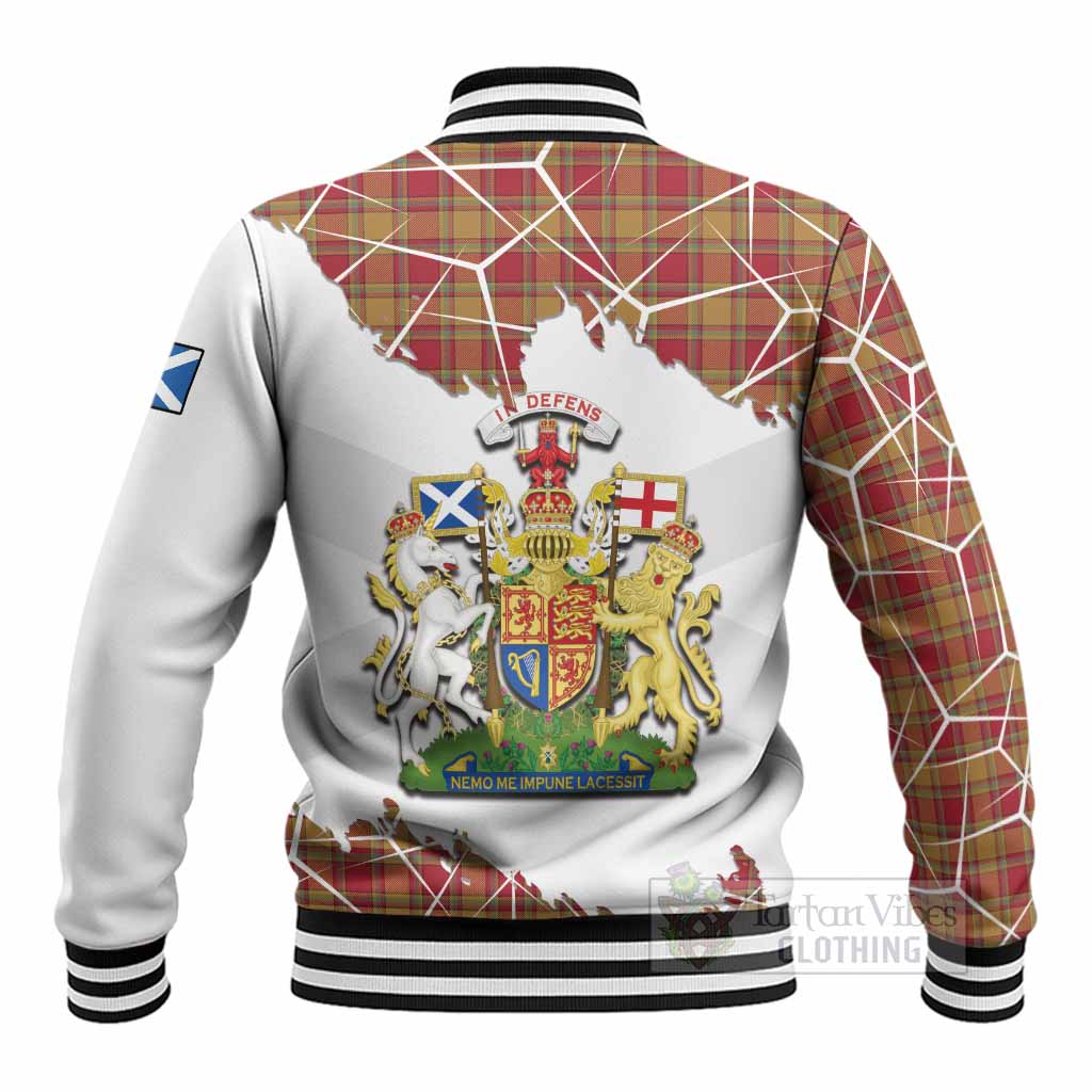 Scrymgeour Tartan Baseball Jacket with Family Crest and Lion Rampant Grunge Style
