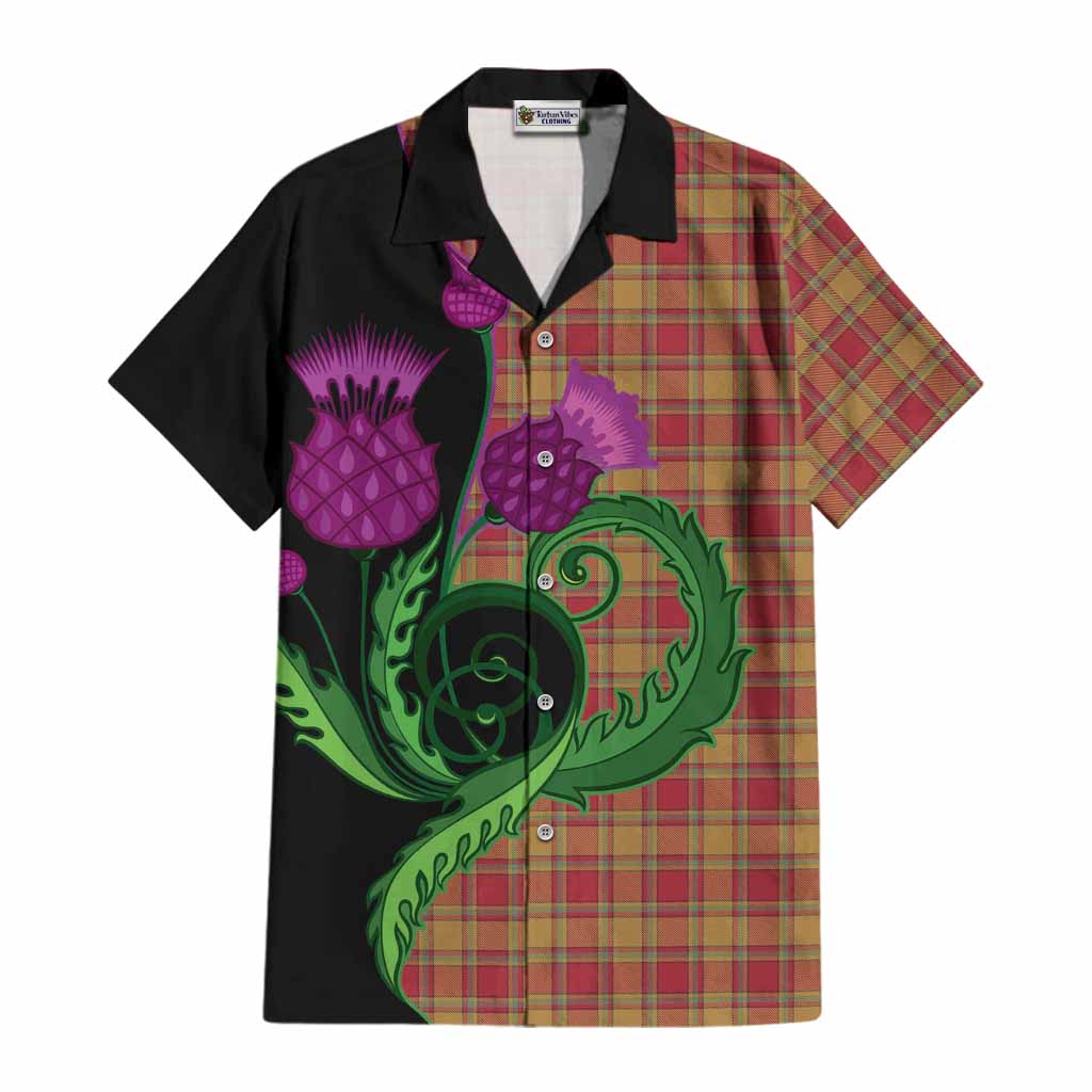 Scrymgeour Tartan Cotton Hawaiian Shirt Traditional Scottish Thistle