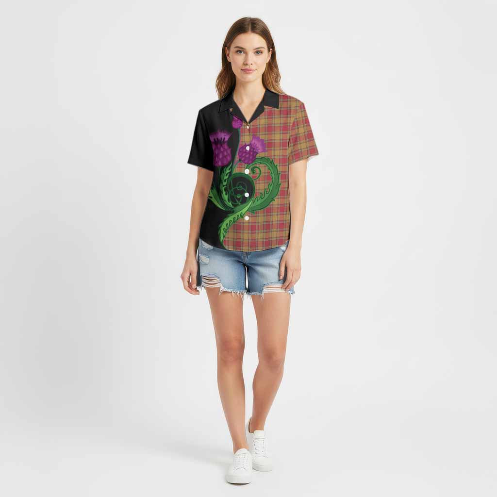 Scrymgeour Tartan Cotton Hawaiian Shirt Traditional Scottish Thistle
