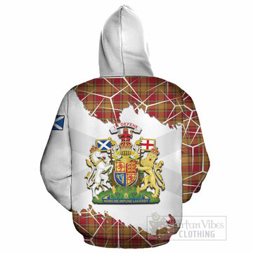 Scrymgeour Tartan Cotton Hoodie with Family Crest and Lion Rampant Grunge Style