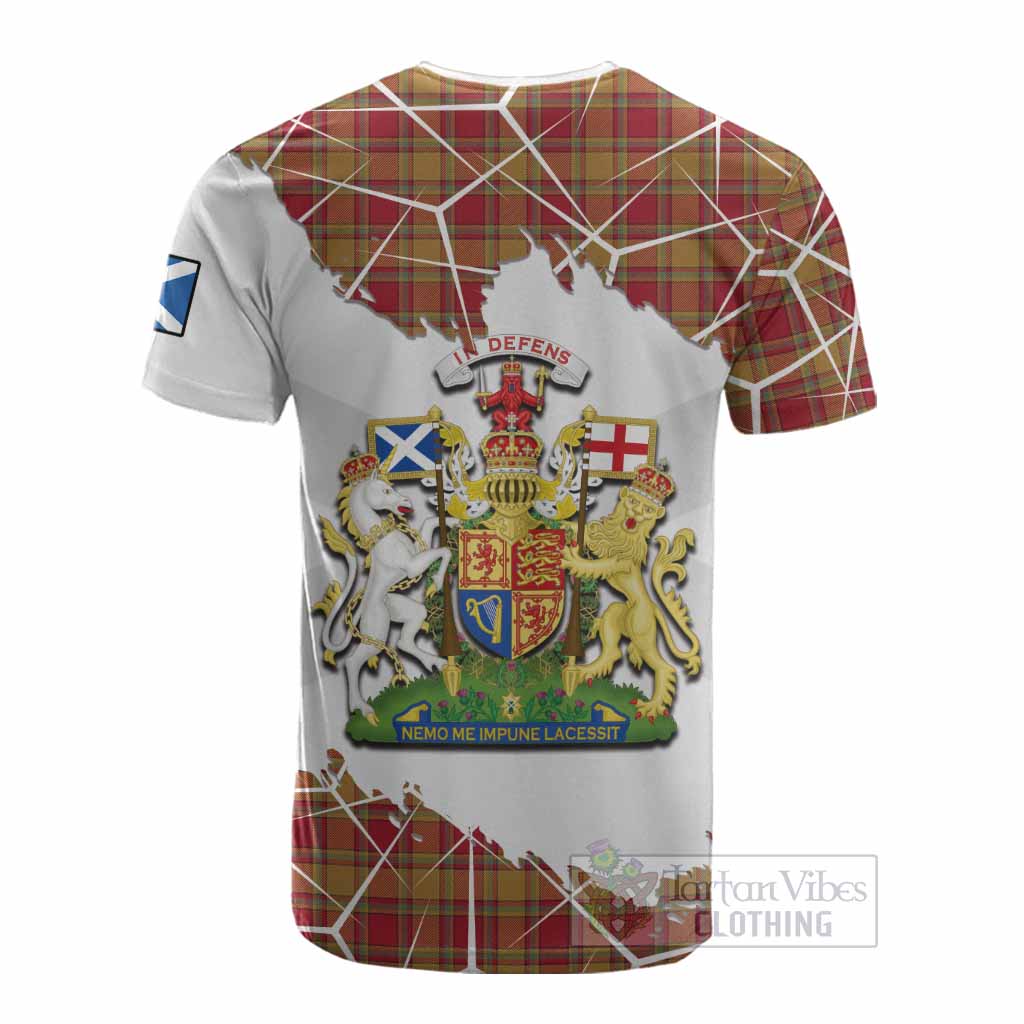 Scrymgeour Tartan Cotton T-shirt with Family Crest and Lion Rampant Grunge Style