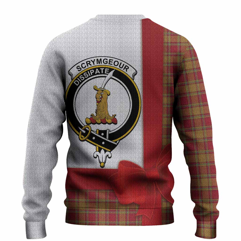 Scrymgeour Tartan Crest Christmas Christmas Ugly Sweater Highland Cow Bagpipes Coquette Bow Style