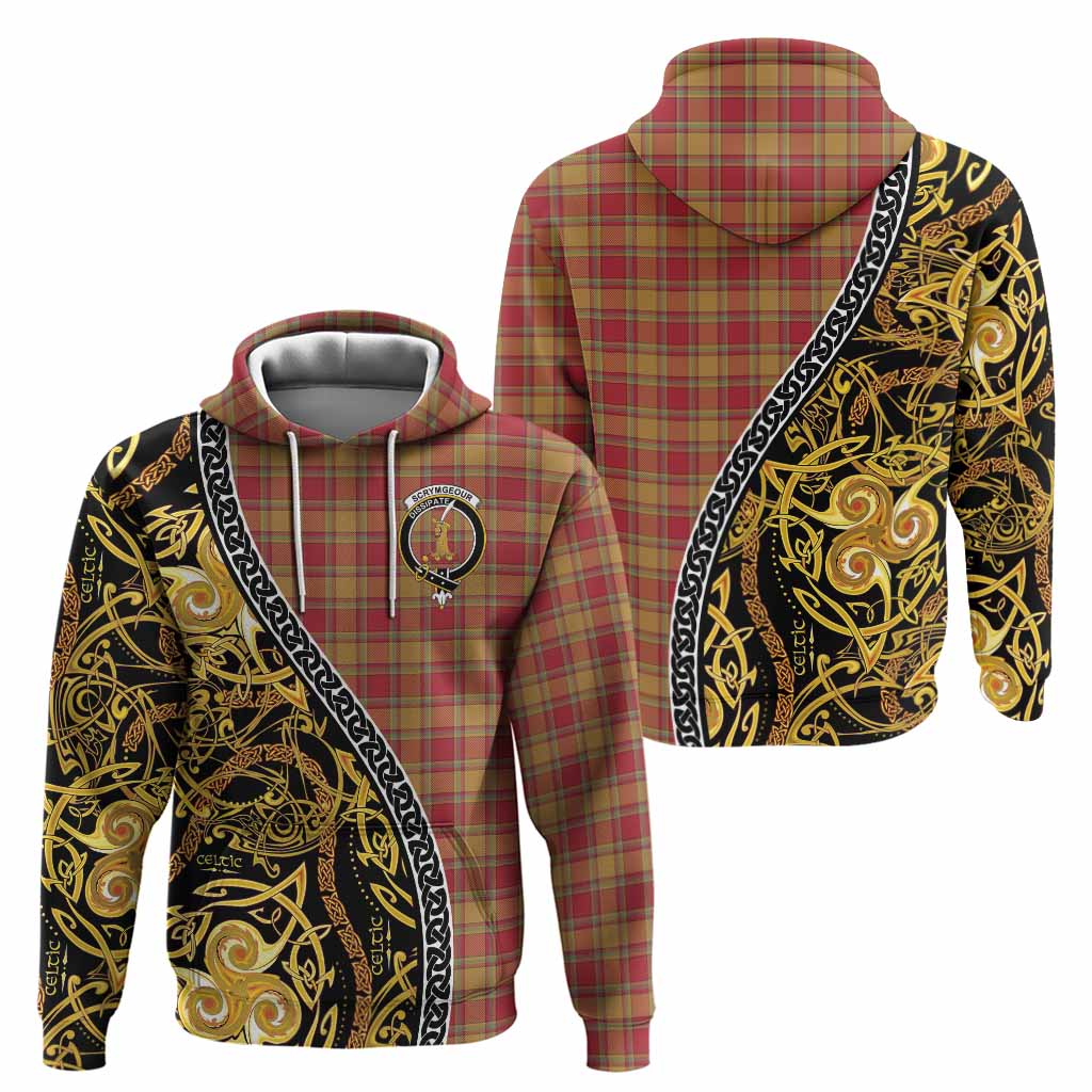 Scrymgeour Tartan Crest Hoodie Celtic Knot and Triple Trickle Spiral Symbols