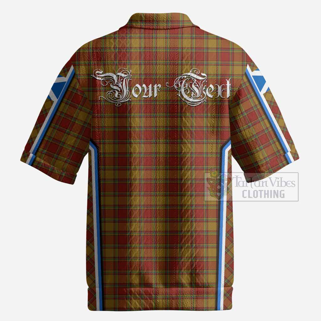 Scrymgeour Tartan Crest Men’s Polo Sweater Top Scotland Coat of Arm Flag Style