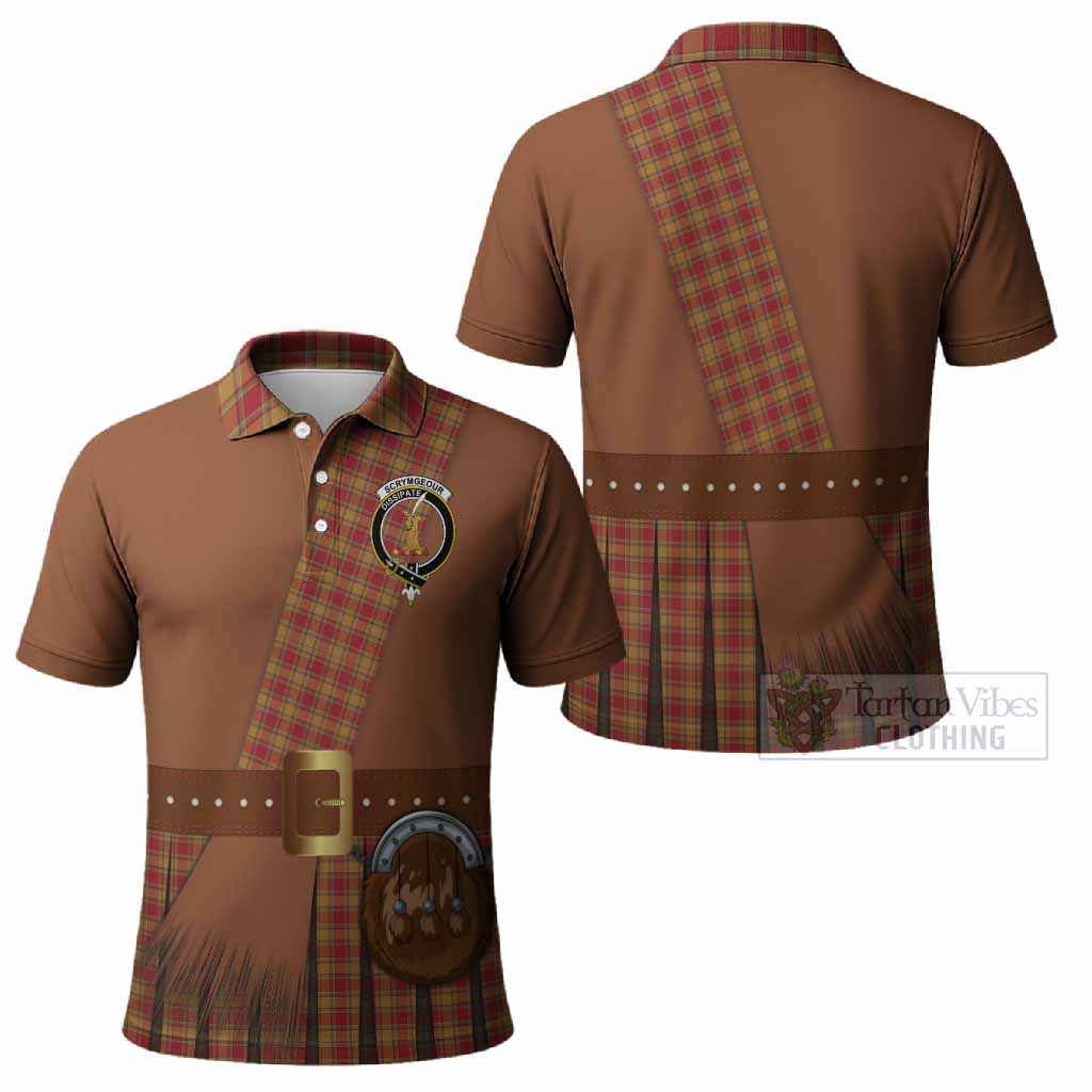 Scrymgeour Tartan Crest Polo Shirt Kilt Costume Style