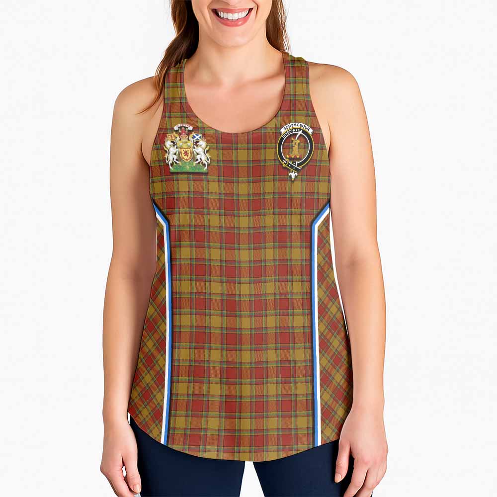 Scrymgeour Tartan Crest Women Racerback Tanks Scotland Coat of Arm Flag Style - Tartan Vibes Clothing