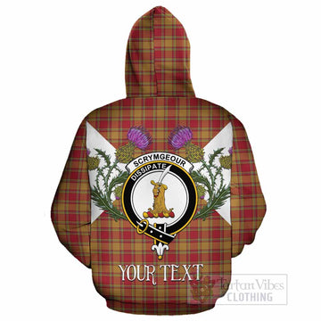 Scrymgeour Tartan Family Crest Cotton Hoodie Scottish Burns Night Thistle Floral