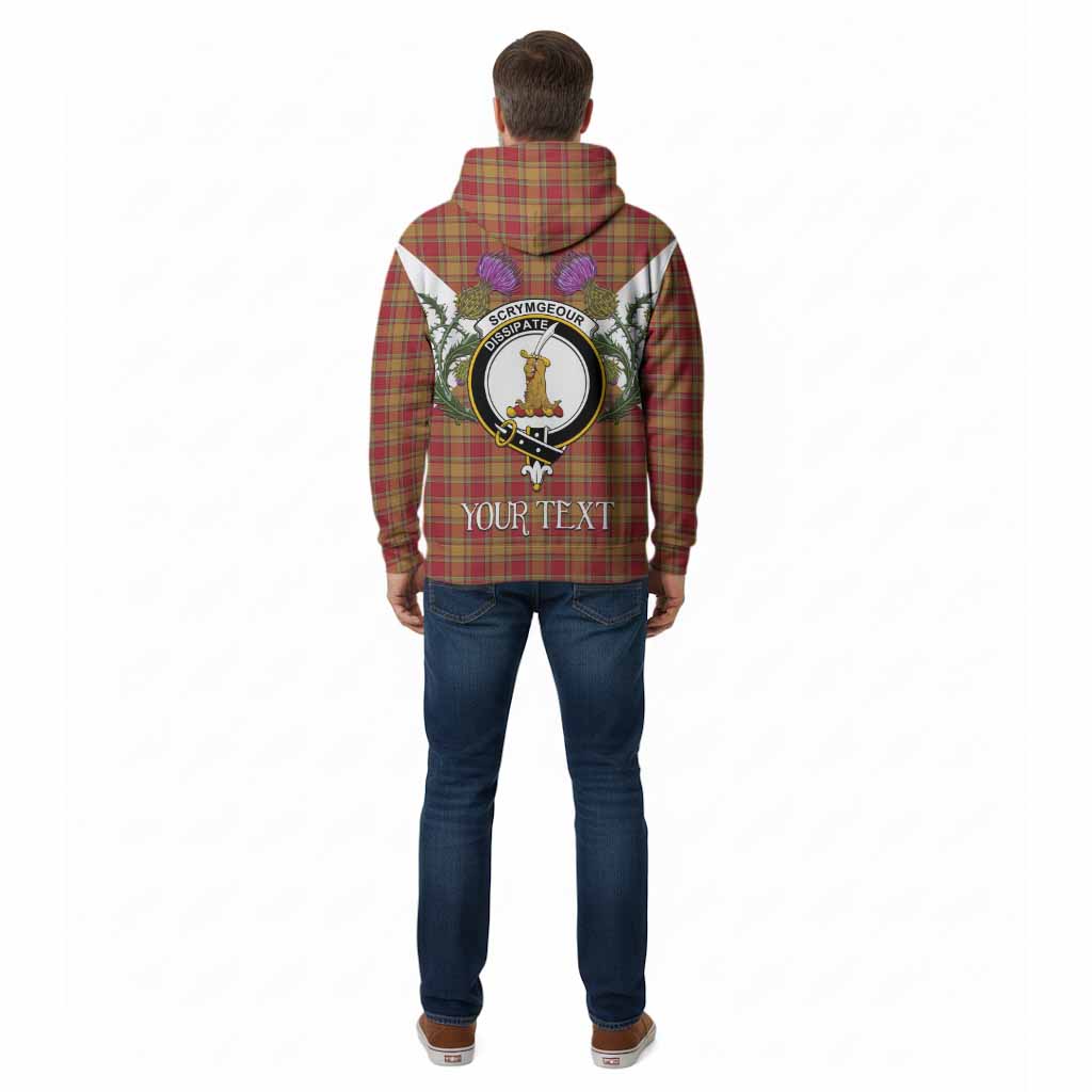 Scrymgeour Tartan Family Crest Cotton Hoodie Scottish Burns Night Thistle Floral
