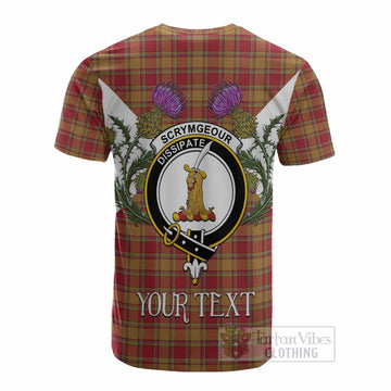 Scrymgeour Tartan Family Crest Cotton T-shirt Scottish Burns Night Thistle Floral