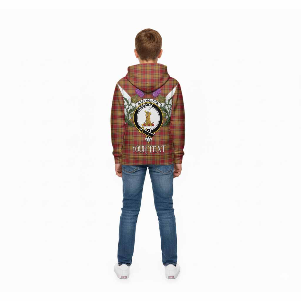 Scrymgeour Tartan Family Crest Kid Hoodie Scottish Burns Night Thistle Floral