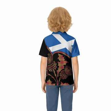 Scrymgeour Tartan Family Crest Kid Polo Shirt Scotland Thistle Floral Flag Style