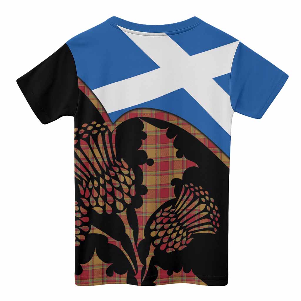 Scrymgeour Tartan Family Crest Kid T-shirt Scotland Thistle Floral Flag Style