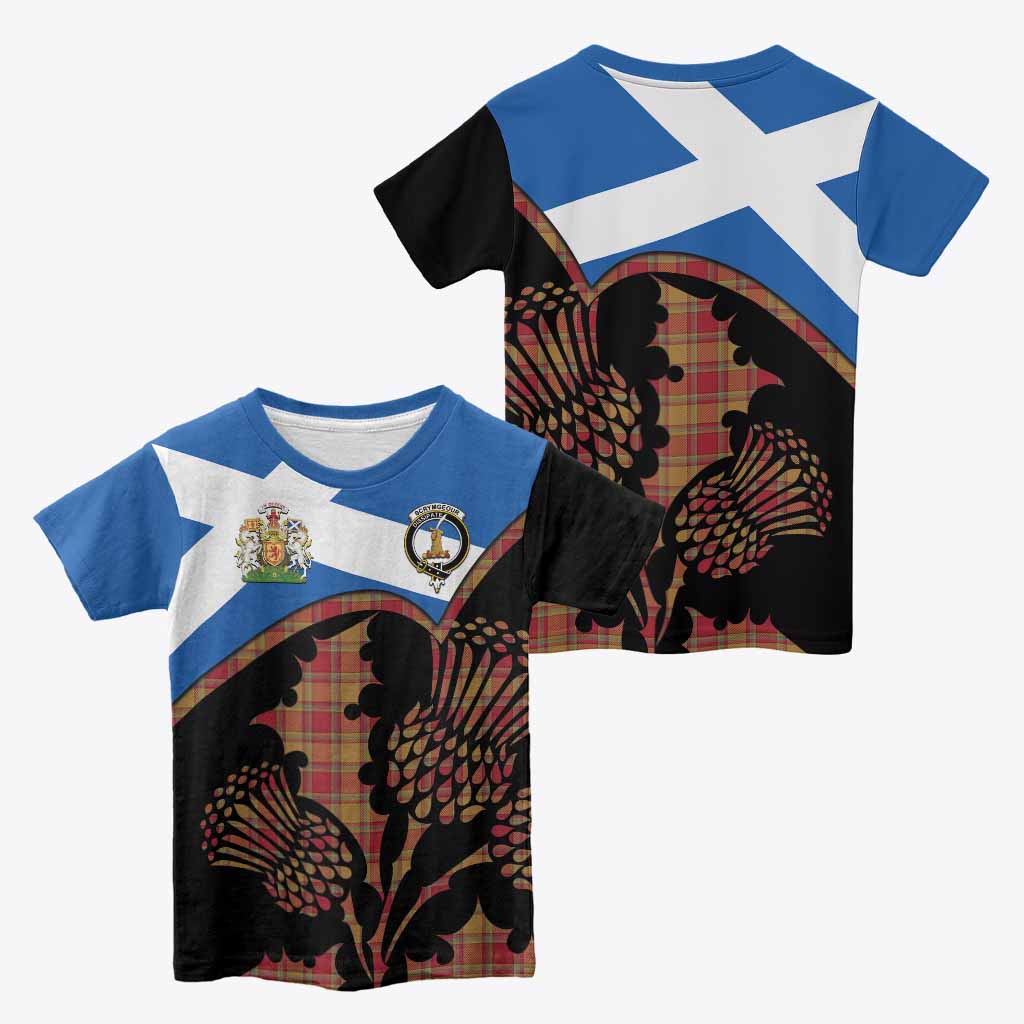 Scrymgeour Tartan Family Crest Kid T-shirt Scotland Thistle Floral Flag Style