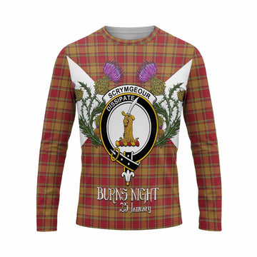 Scrymgeour Tartan Family Crest Long Sleeve T-Shirt Scottish Burns Night Thistle Floral