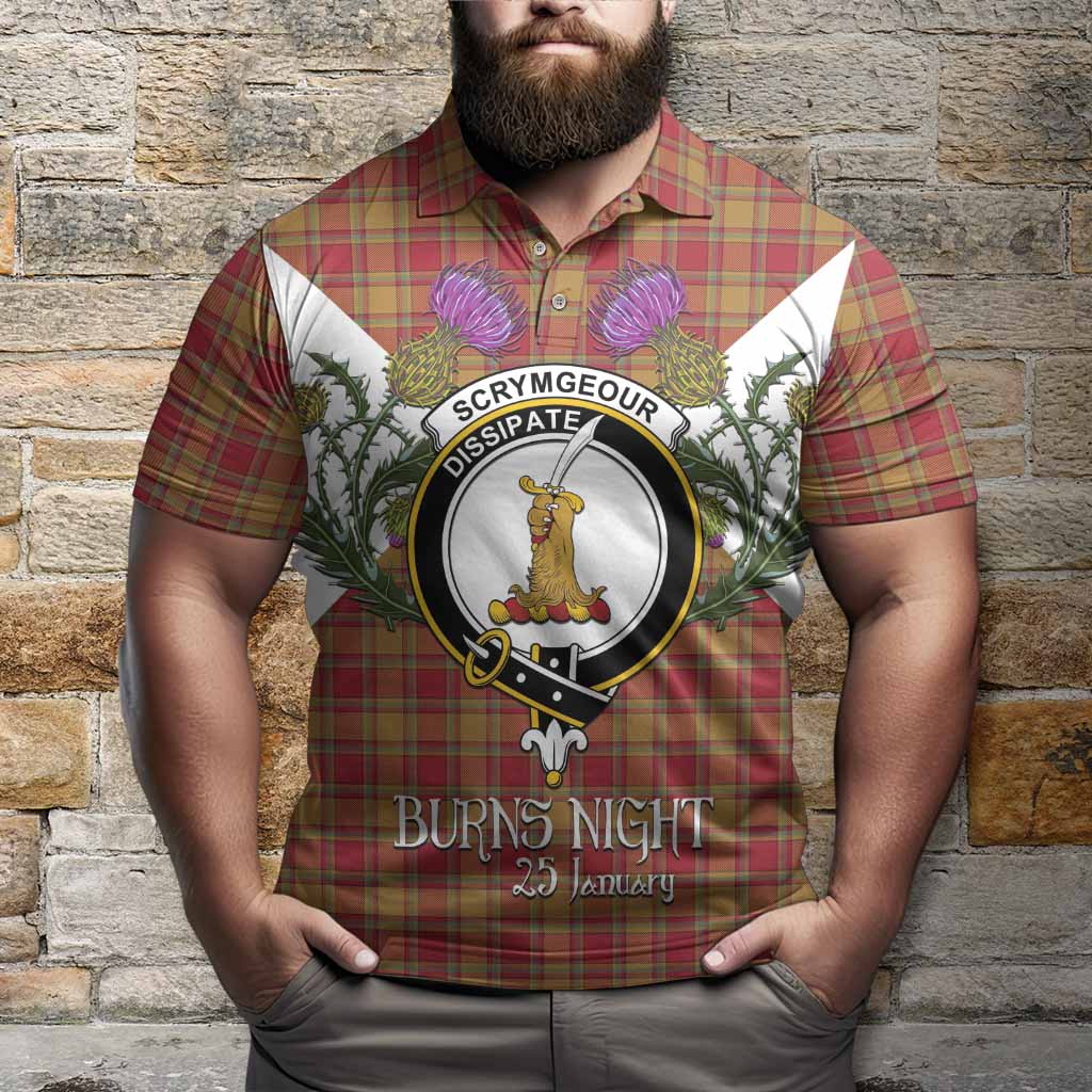 Scrymgeour Tartan Family Crest Polo Shirt Scottish Burns Night Thistle Floral