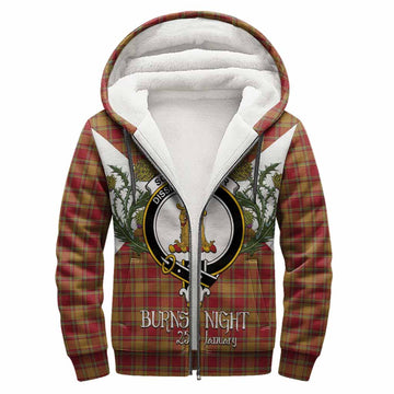 Scrymgeour Tartan Family Crest Sherpa Hoodie Scottish Burns Night Thistle Floral