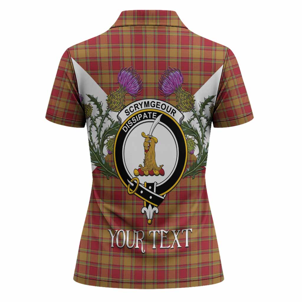 Scrymgeour Tartan Family Crest Women Polo Shirt Scottish Burns Night Thistle Floral