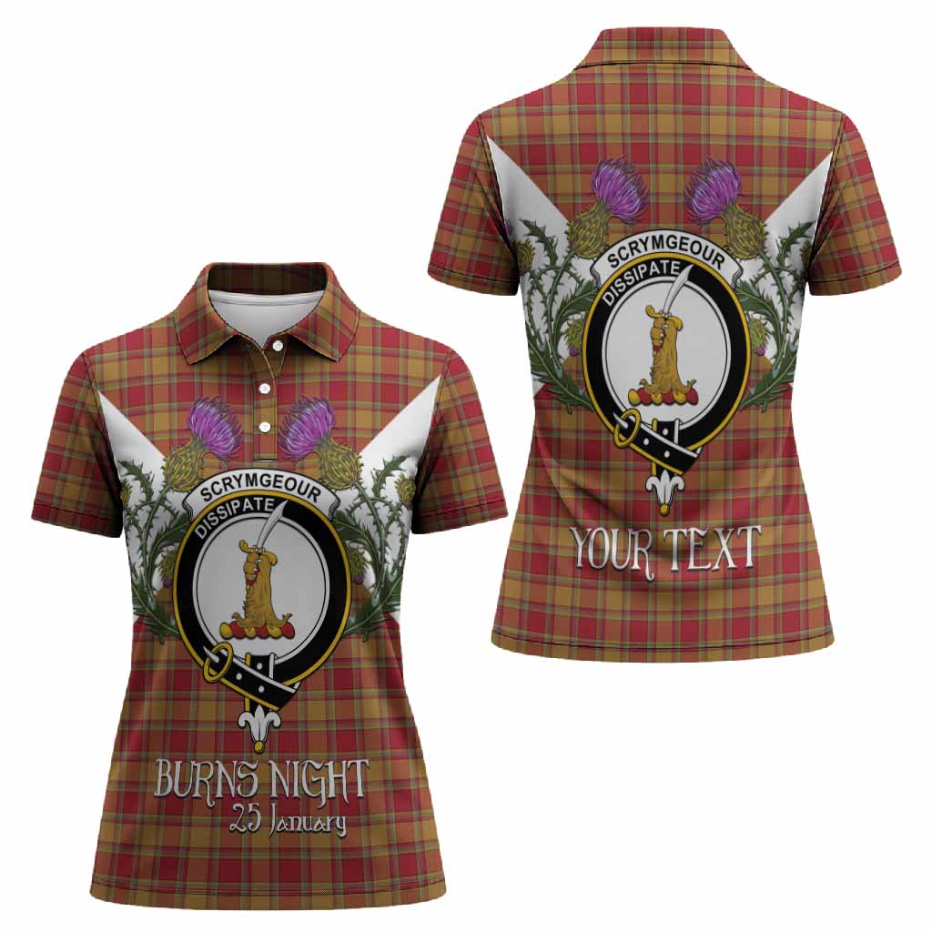 Scrymgeour Tartan Family Crest Women Polo Shirt Scottish Burns Night Thistle Floral