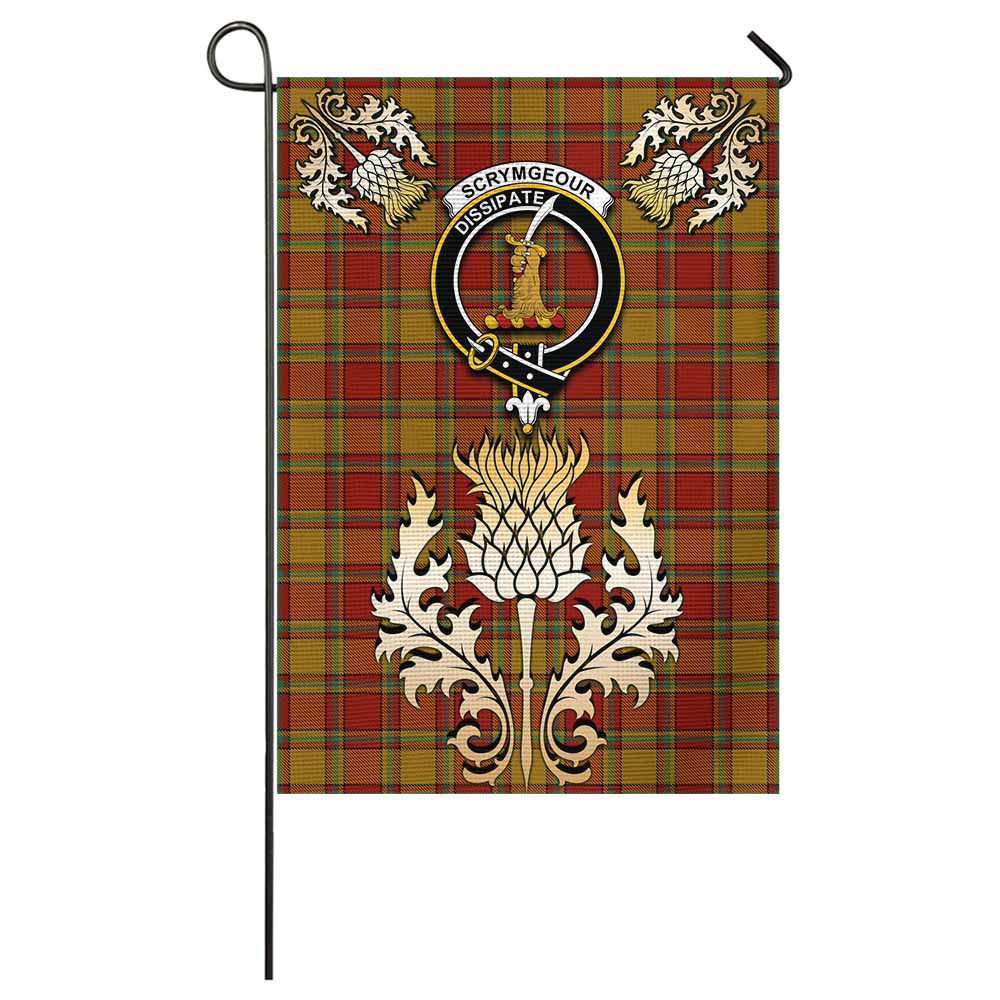 Scrymgeour Tartan Garden Flag with Golden Regal Scottish Thistle Emblem - Tartan Vibes Clothing