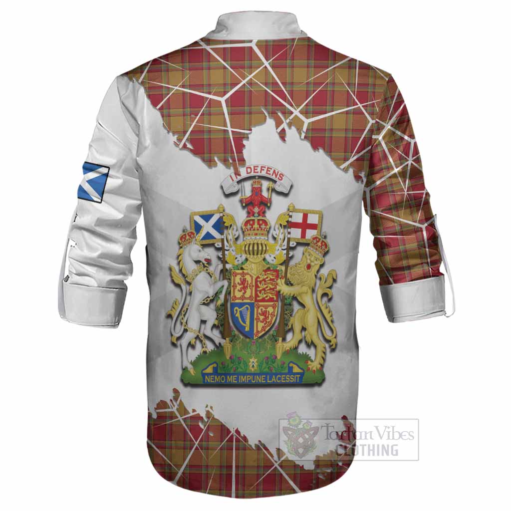 Scrymgeour Tartan Ghillie Shirt with Family Crest and Lion Rampant Grunge Style