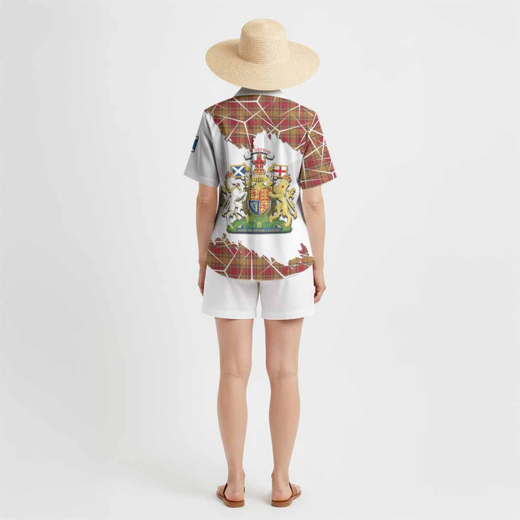 Scrymgeour Tartan Hawaiian Shirt with Family Crest and Lion Rampant Grunge Style