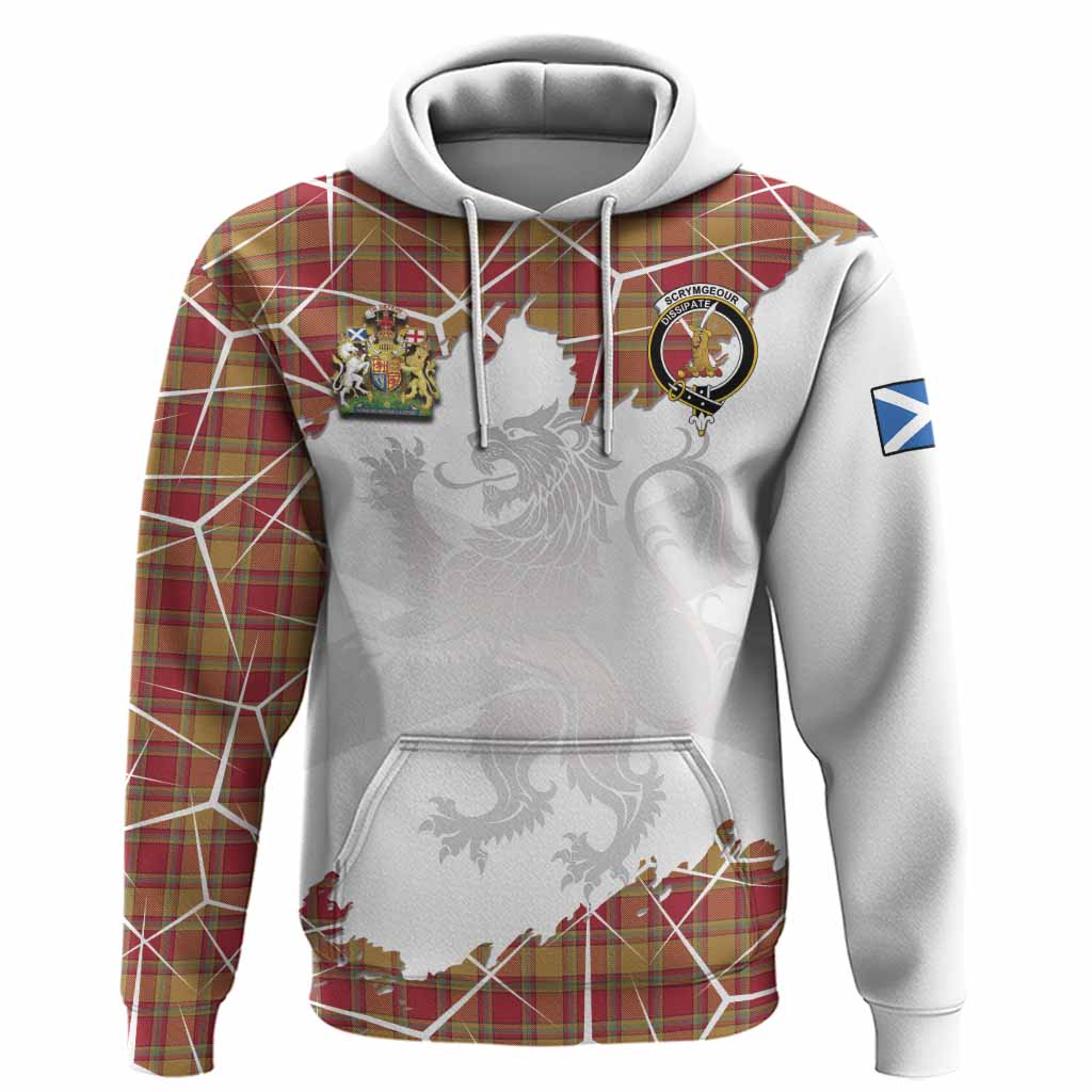 Scrymgeour Tartan Hoodie with Family Crest and Lion Rampant Grunge Style