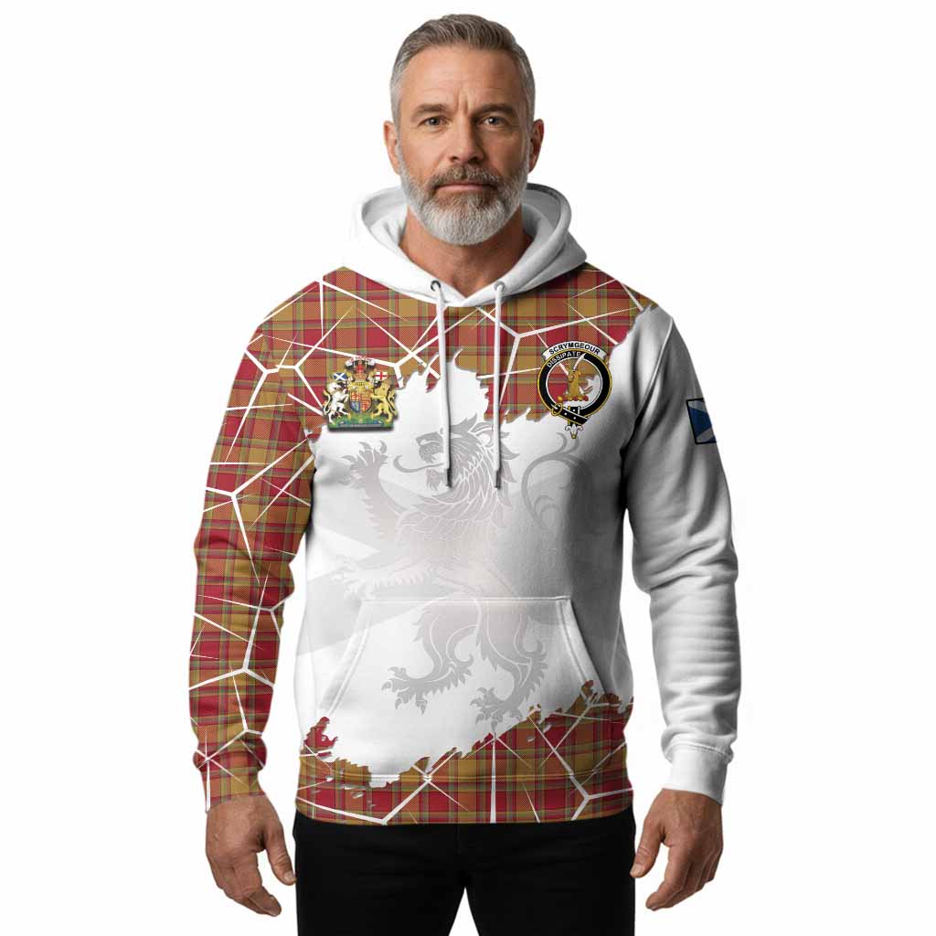 Scrymgeour Tartan Hoodie with Family Crest and Lion Rampant Grunge Style