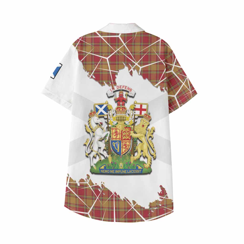 Scrymgeour Tartan Kid Hawaiian Shirt with Family Crest and Lion Rampant Grunge Style