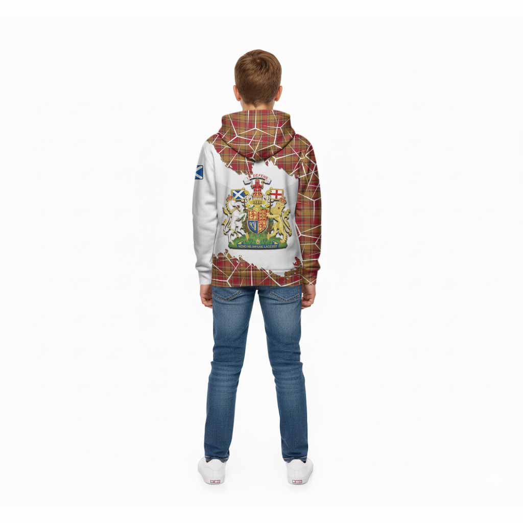 Scrymgeour Tartan Kid Hoodie with Family Crest and Lion Rampant Grunge Style