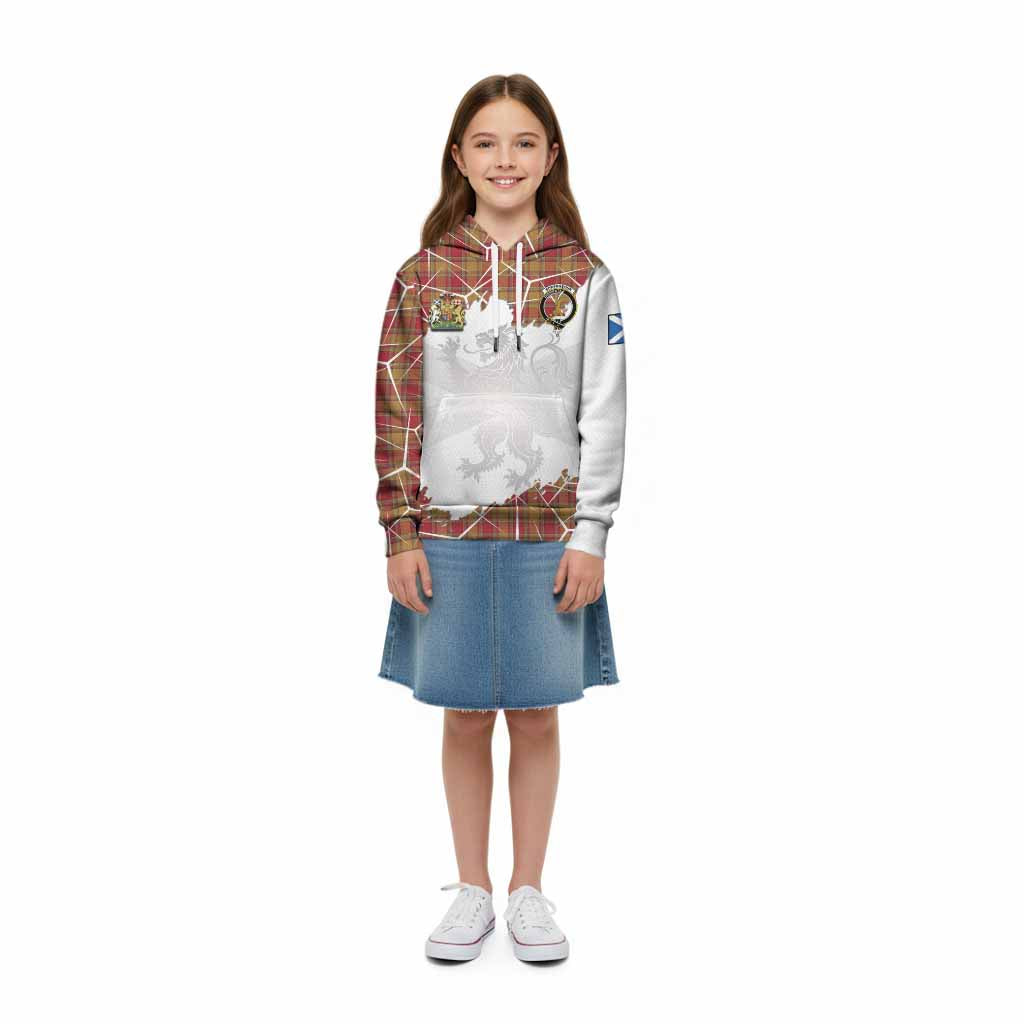 Scrymgeour Tartan Kid Hoodie with Family Crest and Lion Rampant Grunge Style