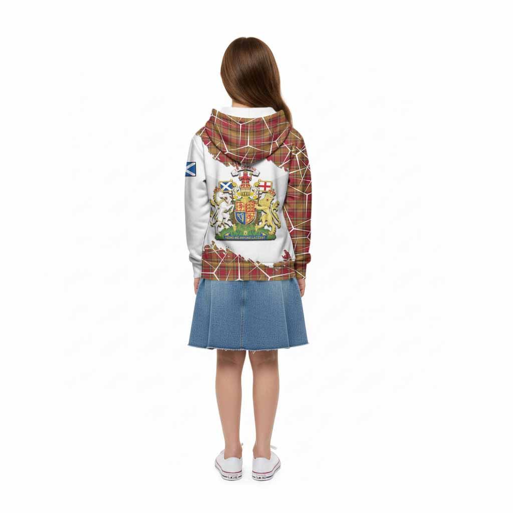Scrymgeour Tartan Kid Hoodie with Family Crest and Lion Rampant Grunge Style