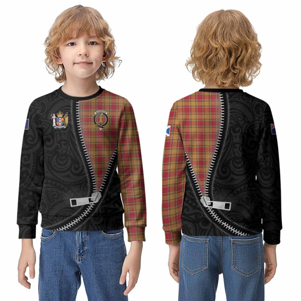Scrymgeour Tartan Kid Knitted Sweatshirt New Zealand Pattern Unique Zipper Stylized