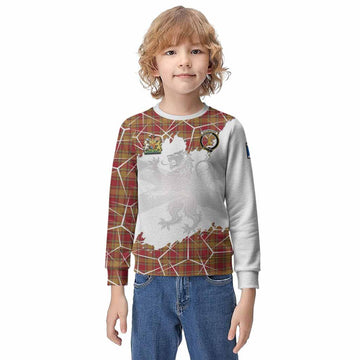 Scrymgeour Tartan Kid Knitted Sweatshirt with Family Crest and Lion Rampant Grunge Style