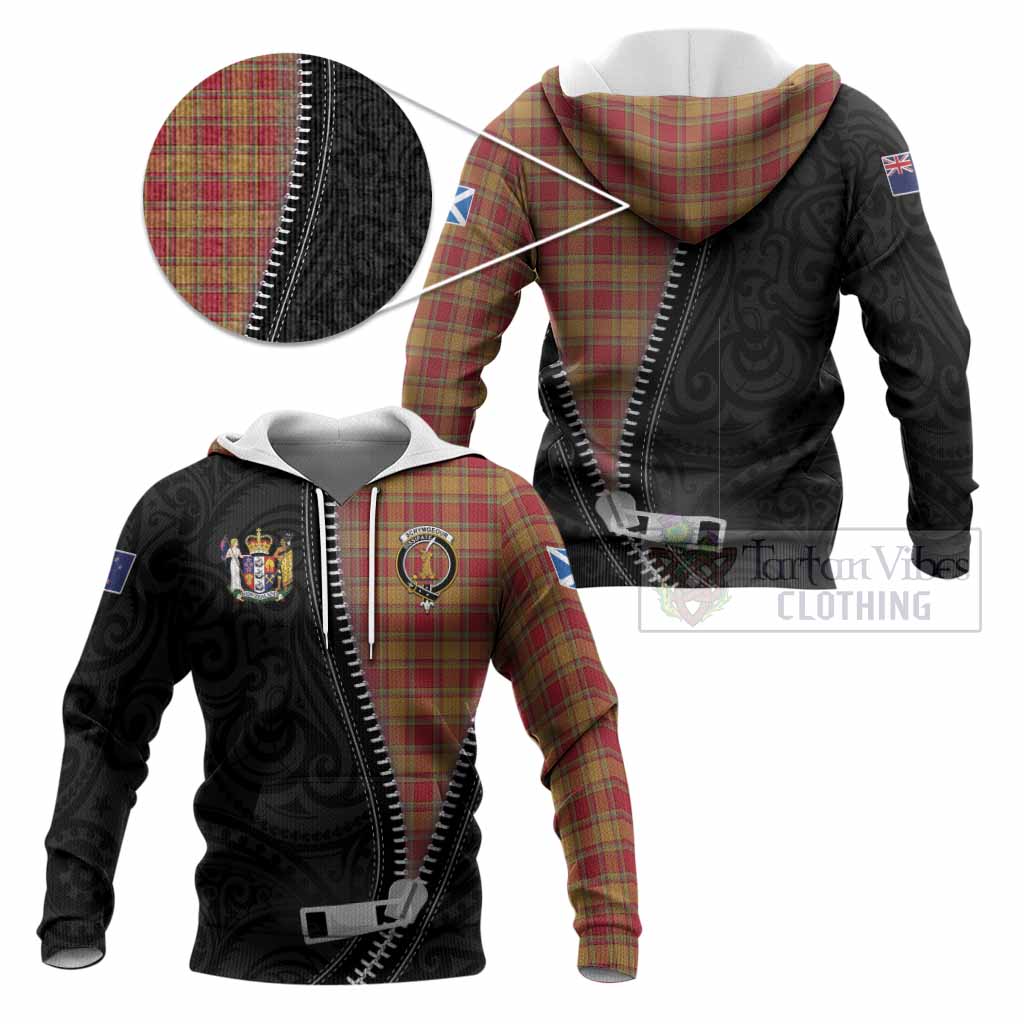Scrymgeour Tartan Knitted Hoodie New Zealand Pattern Unique Zipper Stylized