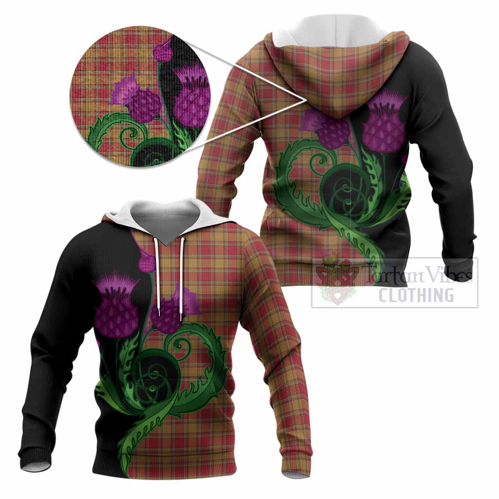 Scrymgeour Tartan Knitted Hoodie Traditional Scottish Thistle