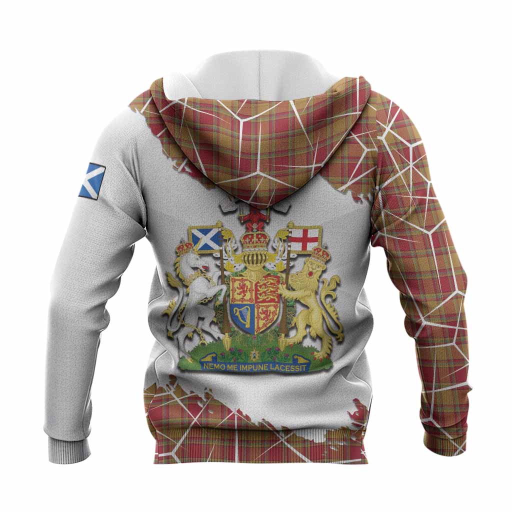 Scrymgeour Tartan Knitted Hoodie with Family Crest and Lion Rampant Grunge Style