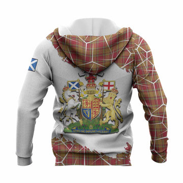 Scrymgeour Tartan Knitted Hoodie with Family Crest and Lion Rampant Grunge Style