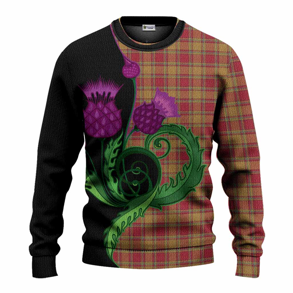 Scrymgeour Tartan Knitted Sweater Traditional Scottish Thistle