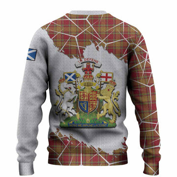 Scrymgeour Tartan Knitted Sweater with Family Crest and Lion Rampant Grunge Style