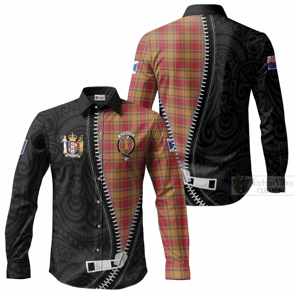 Scrymgeour Tartan Long Sleeve Button Shirts New Zealand Pattern Unique Zipper Stylized