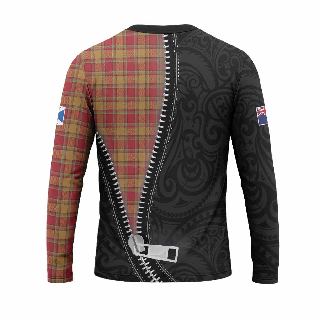 Scrymgeour Tartan Long Sleeve T-Shirt New Zealand Pattern Unique Zipper Stylized