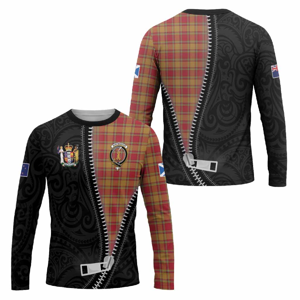 Scrymgeour Tartan Long Sleeve T-Shirt New Zealand Pattern Unique Zipper Stylized