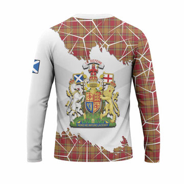 Scrymgeour Tartan Long Sleeve T-Shirt with Family Crest and Lion Rampant Grunge Style