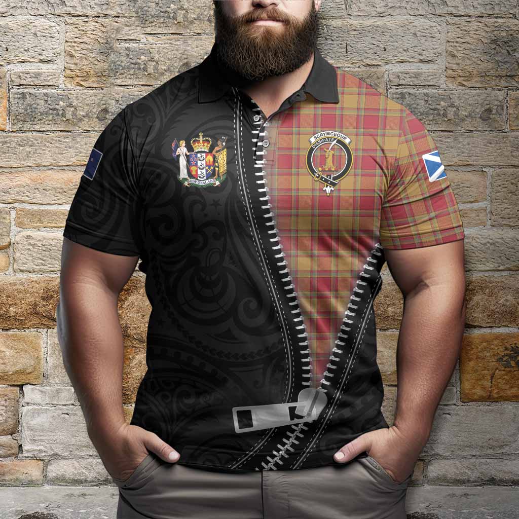 Scrymgeour Tartan Polo Shirt New Zealand Pattern Unique Zipper Stylized