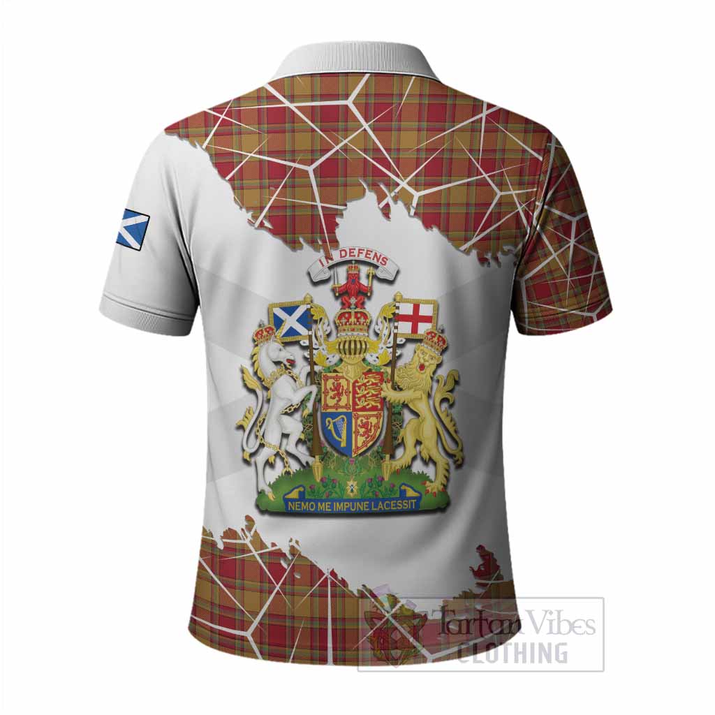 Scrymgeour Tartan Polo Shirt with Family Crest and Lion Rampant Grunge Style