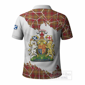 Scrymgeour Tartan Polo Shirt with Family Crest and Lion Rampant Grunge Style